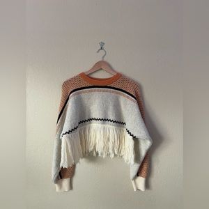 NWT Cider cropped fringe sweater